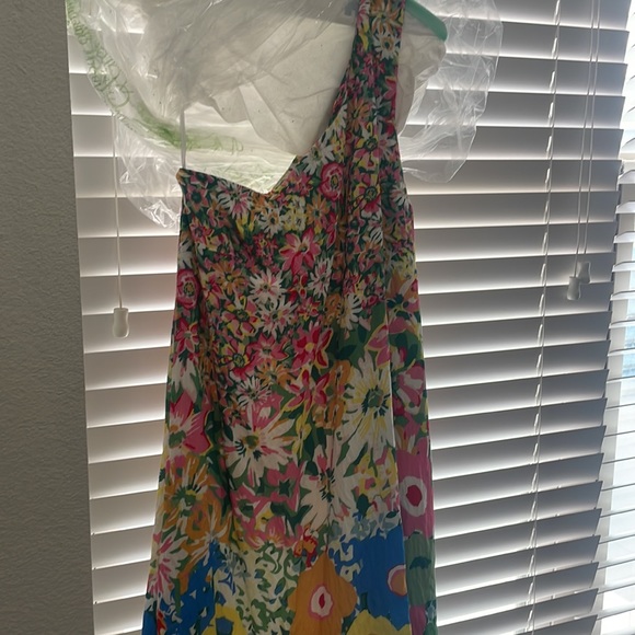 Anthropologie Floral One Shloulder Maxi dress